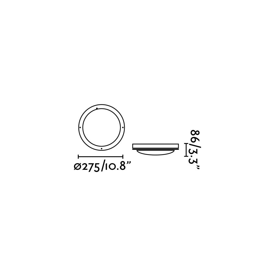 Dimensiones del Plafon Exterior YEN Gris FARO 70690 - Luminaria superficie aluminio policarbonato IP54 IK10 iluminación jardín colección 1350