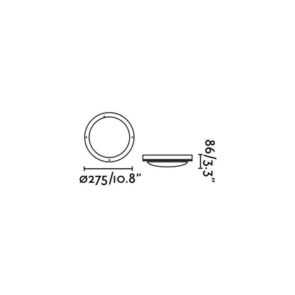 Dimensiones del Plafon Exterior YEN Gris FARO 70690 - Luminaria superficie aluminio policarbonato IP54 IK10 iluminación jardín colección 1350