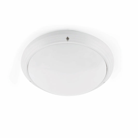 Plafon exterior DAKRON blanco modelo FARO 70722, lámpara de pared para jardín en ABS y policarbonato con IP65 impermeable, iluminación exterior resistente.