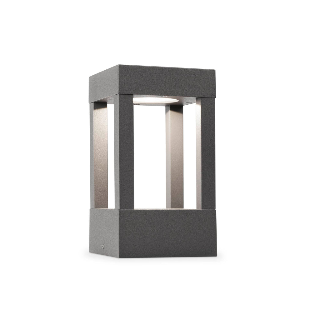 Baliza exterior Agra 200 gris oscuro 3000K faro de aluminio y cristal para luminaria de jardín IP55, iluminación exterior moderna