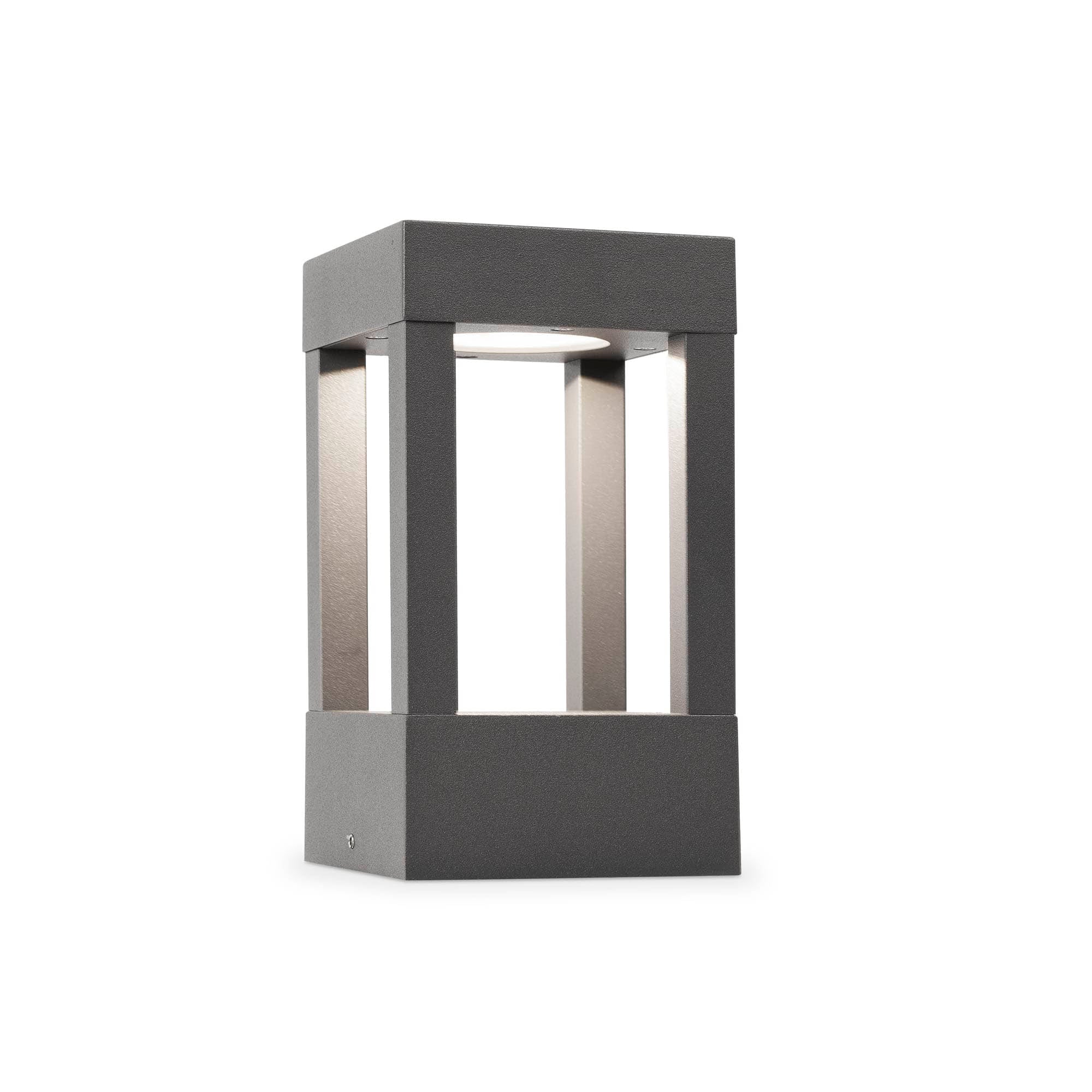 Baliza exterior Agra 200 gris oscuro 3000K faro de aluminio y cristal para luminaria de jardín IP55, iluminación exterior moderna
