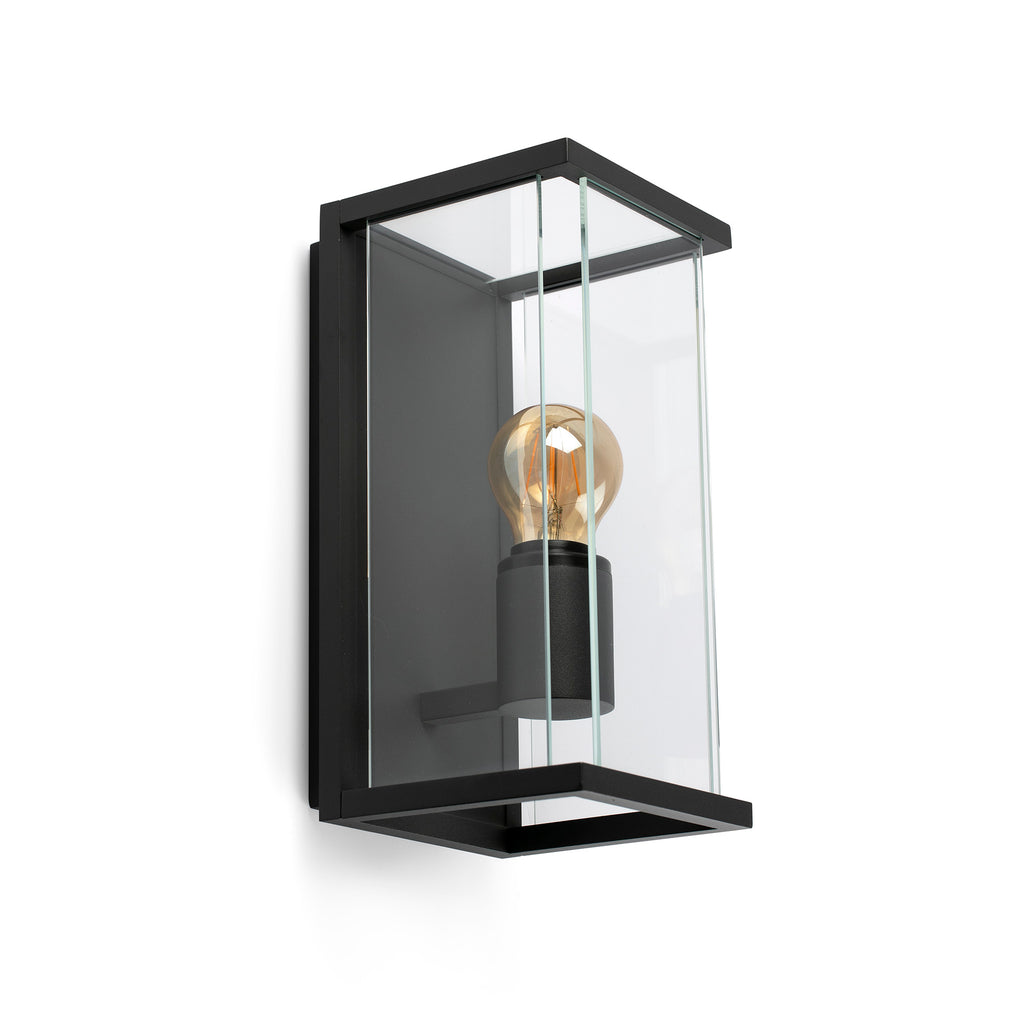 Lámpara de pared exterior NALA gris oscuro FARO 70773, luminaria superficie IP54 en aluminio y cristal para jardín y terraza