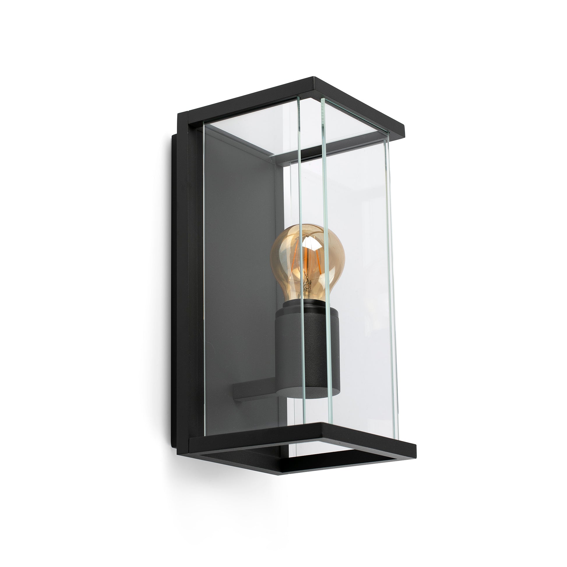 Lámpara de pared exterior NALA gris oscuro FARO 70773, luminaria superficie IP54 en aluminio y cristal para jardín y terraza