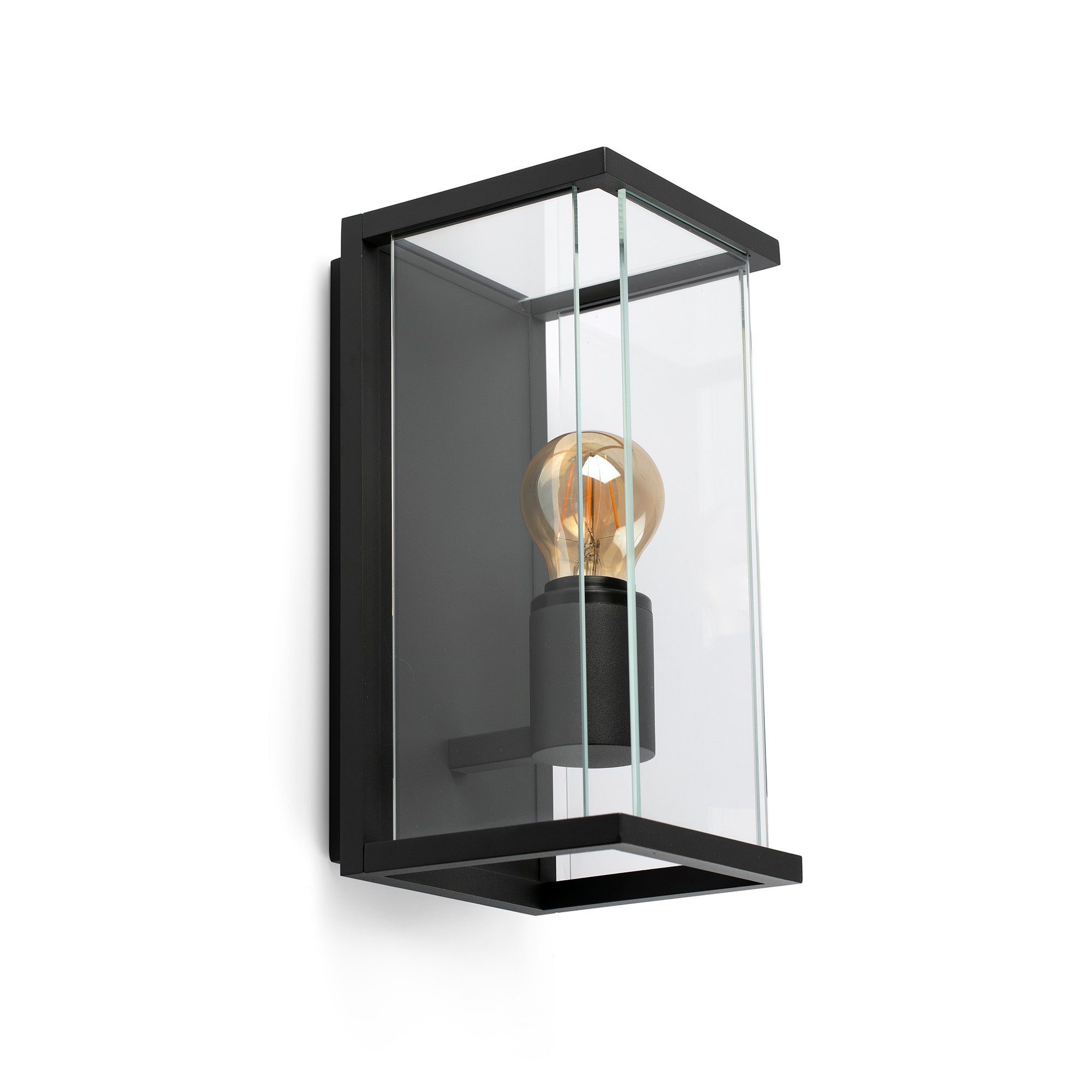 Lámpara de pared exterior NALA gris oscuro FARO 70773, luminaria superficie IP54 en aluminio y cristal para jardín y terraza