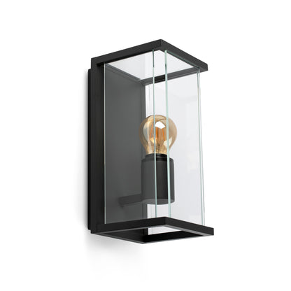 Lámpara de pared exterior NALA gris oscuro FARO 70773, luminaria superficie IP54 en aluminio y cristal para jardín y terraza