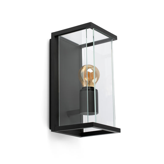 Lámpara de pared exterior NALA gris oscuro FARO 70773, luminaria superficie IP54 en aluminio y cristal para jardín y terraza