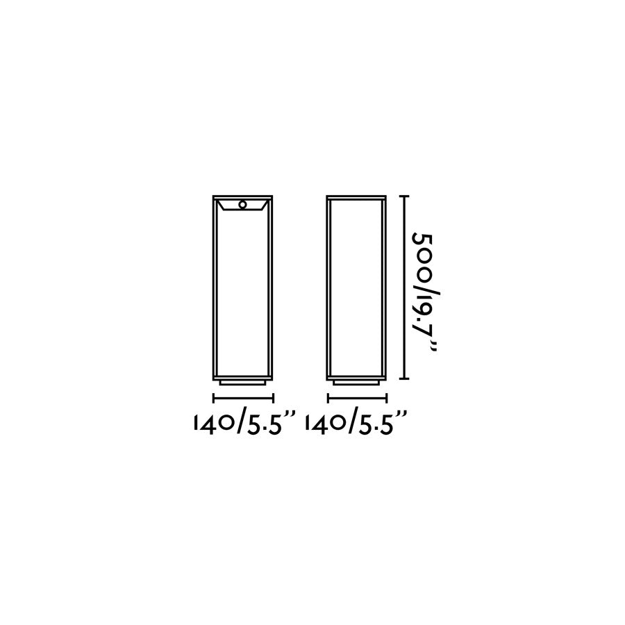 Medidas y dimensiones de la baliza solar LED SAURA en gris oscuro, faro exterior 70774 con sensor de movimiento para jardín e iluminación solar