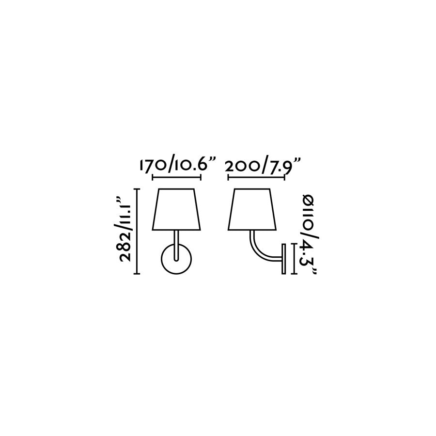 Diagrama de medidas del aplique exterior LED TOC blanco Faro 70780, luminaria de superficie IP65 para jardín y terraza