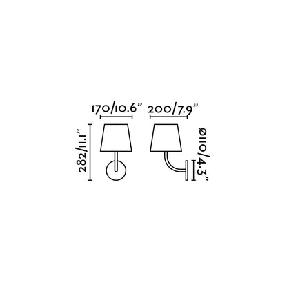 Diagrama de medidas del aplique exterior LED TOC blanco Faro 70780, luminaria de superficie IP65 para jardín y terraza