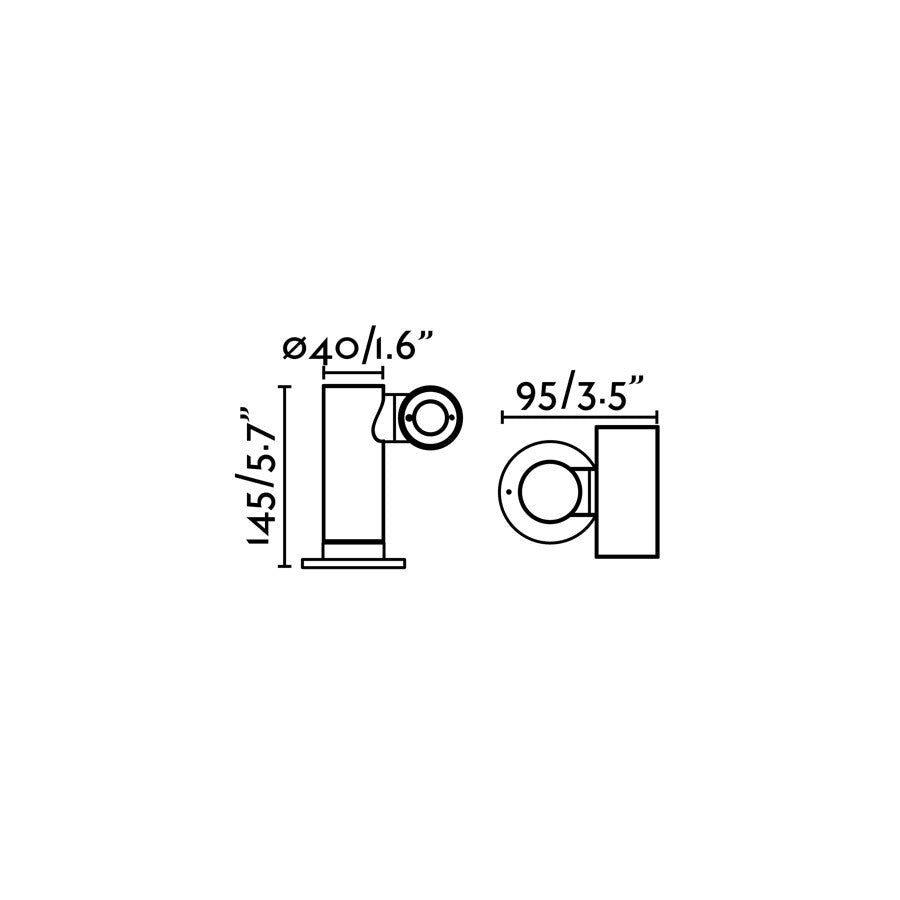 Medidas y dimensiones de Luminaria Sobremuro SPY 145 Gris Oscuro FARO 70782, iluminación exterior LED IP65 en aluminio para jardín y patio