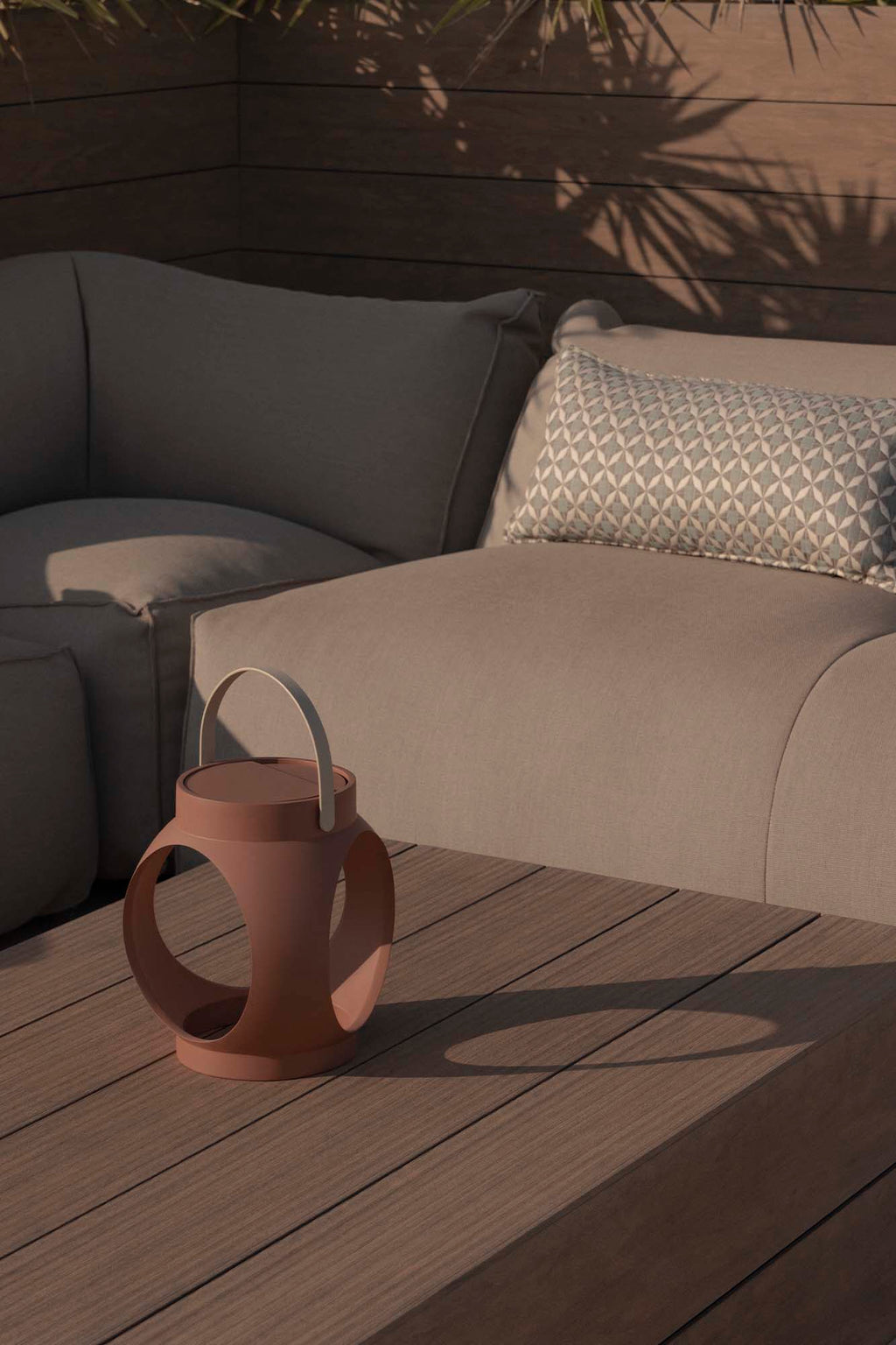 Lámpara portátil recargable Candela en terracota modelo Faro 70790, iluminación LED moderna para jardín exterior IP66, ambiente nocturno en superficie luminaria de colección 7150