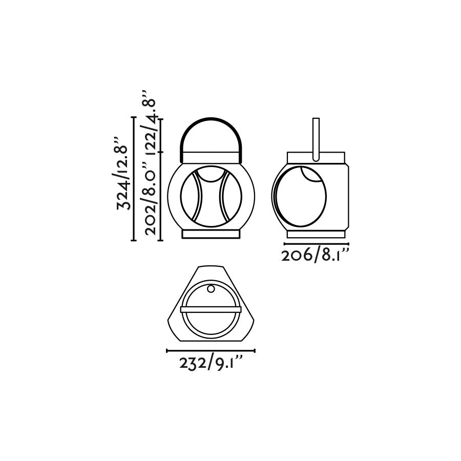 Diagrama de dimensiones de la Lámpara Portátil Recargable LED CANDELA Terracota FARO 70790, diseño moderno exterior para jardín, luminaria superficie IP66 colección 7150