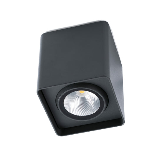 Plafon LED exterior TAMI gris oscuro FARO 70799, iluminación cálida IP54 en aluminio y cristal para porche y jardín