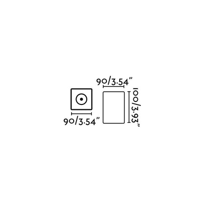 Diagrama de medidas y dimensiones del Plafón LED Exterior TAMI Gris Oscuro modelo 70799 de FARO, en aluminio y cristal con protección IP54, ideal para iluminación cálida en porche o jardín.