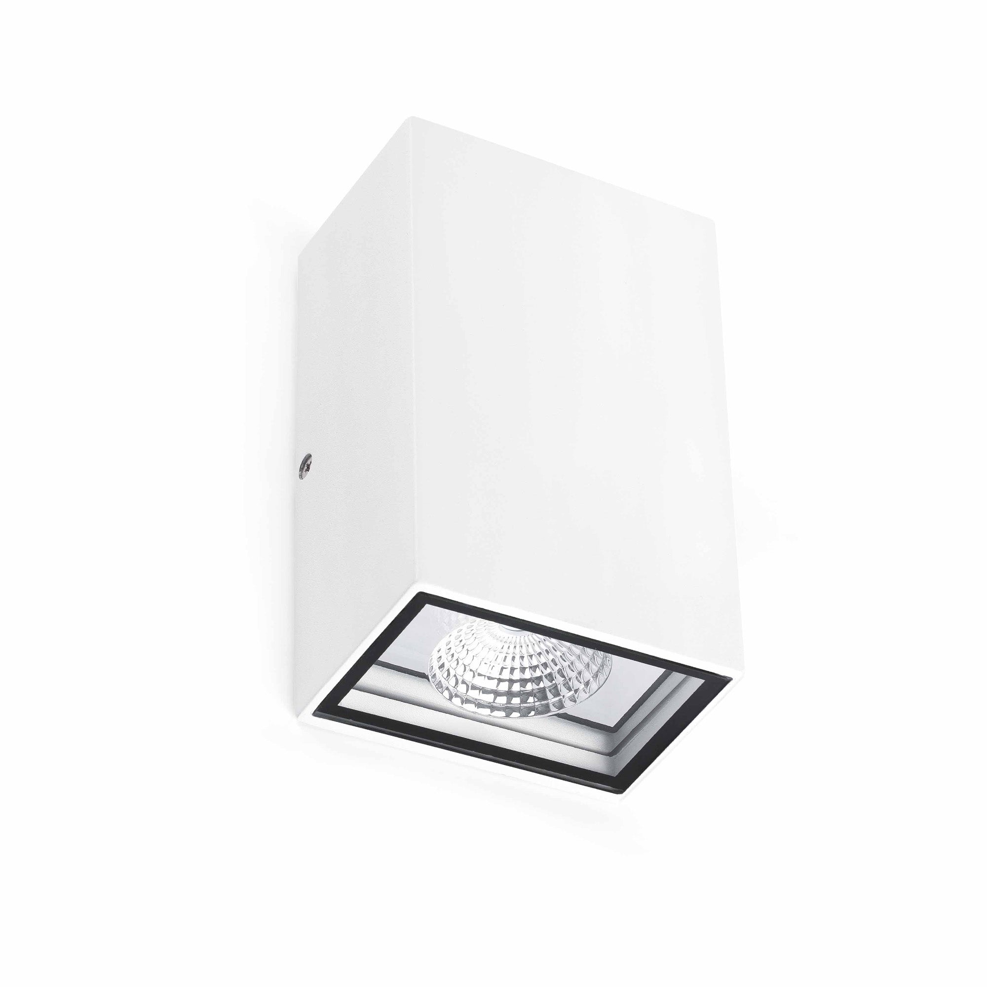 Aplique de pared LED LING blanco mate FARO 70813, iluminación exterior IP54 para jardín y terraza, luminaria superficie en aluminio y cristal, colección 2255