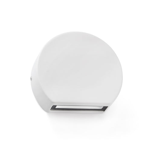 Aplique de pared LED PILL blanco FARO modelo 70824, luminaria exterior serie 7093 para jardín, terraza y balcón, instalación superficie en pared exterior