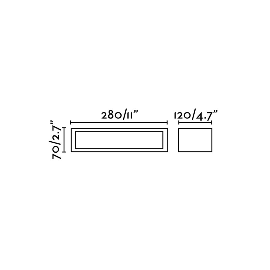 Diagrama de medidas y dimensiones de la lámpara de pared exterior NATRON gris oscuro FARO 70887, en aluminio y cristal con IP54 para iluminación exterior