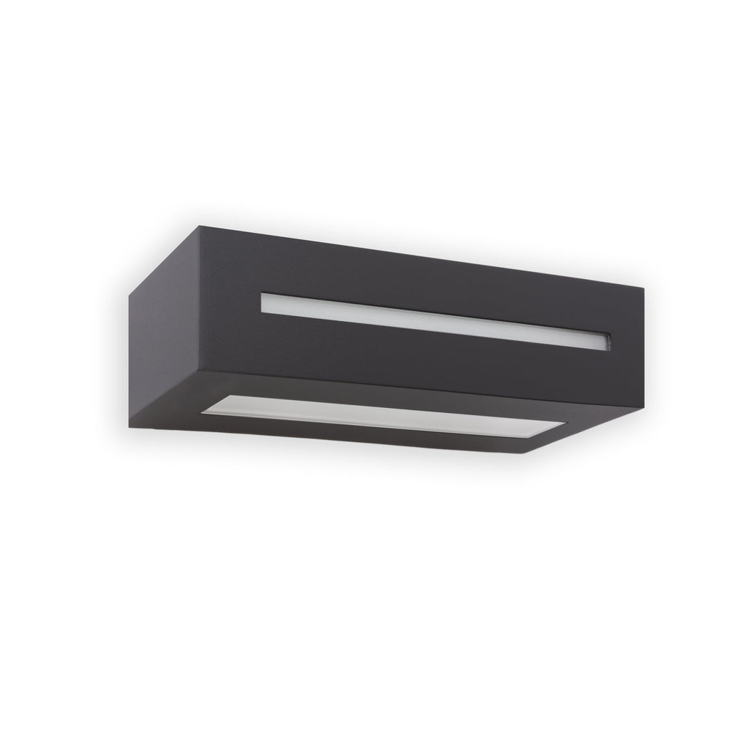 Aplique de pared WEST 1 gris oscuro FARO 70888, luminaria exterior de superficie en aluminio y cristal para terraza o jardín