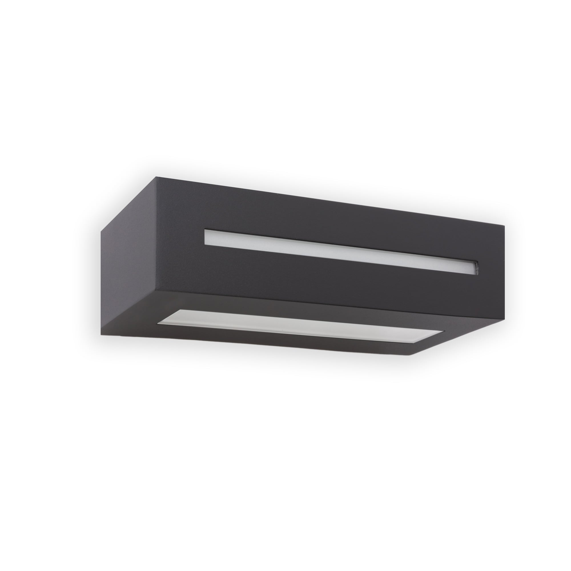 Aplique de pared WEST 1 gris oscuro FARO 70888, luminaria exterior de superficie en aluminio y cristal para terraza o jardín