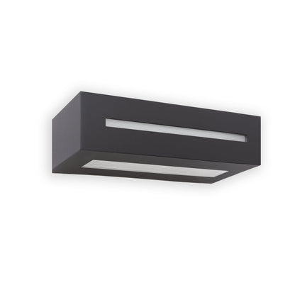 Aplique de pared WEST 1 gris oscuro FARO 70888, luminaria exterior de superficie en aluminio y cristal para terraza o jardín
