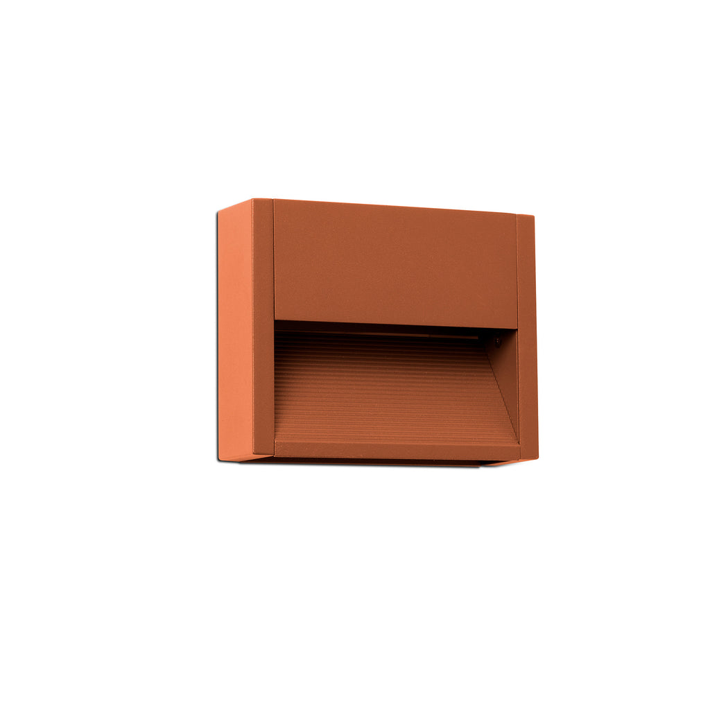 Aplique de pared GRADA 157 marrón óxido FARO 70907, luminaria exterior aluminio y cristal para jardín y terrazas LED