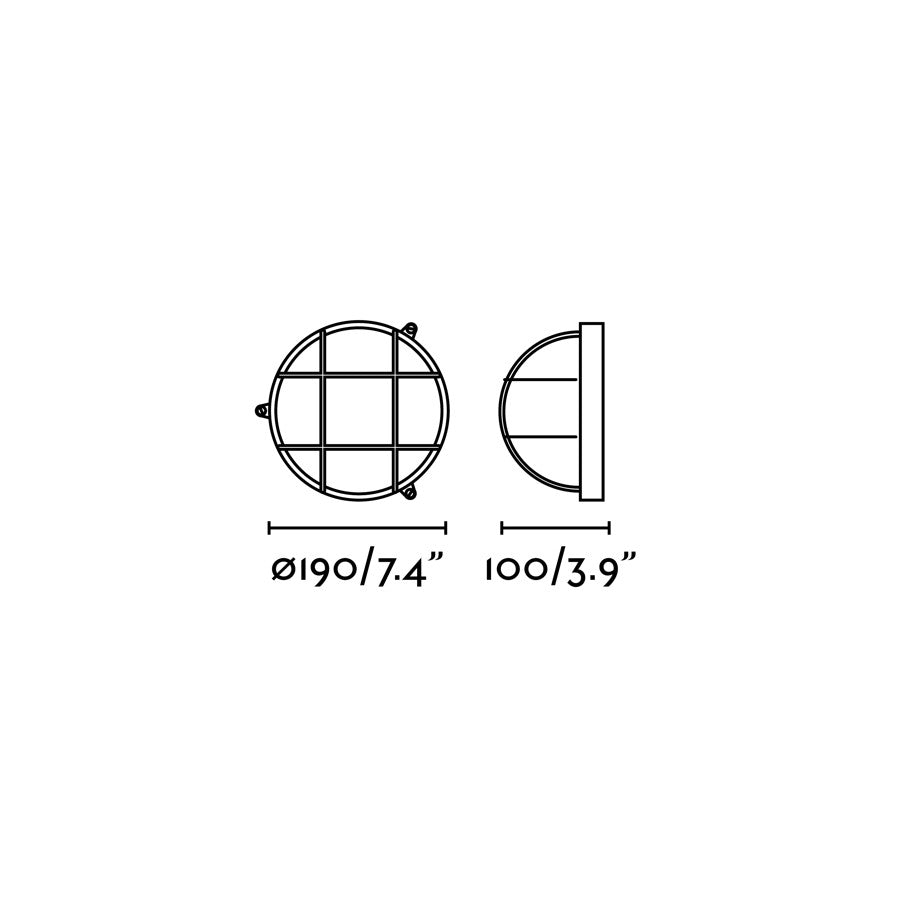 Medidas del aplique de pared exterior NORAY en latón de FARO modelo 70999, luminaria superficie IP44 para iluminación jardín, cristal transparente, made in Europe