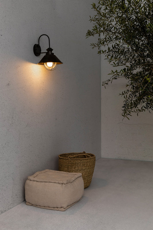 Aplique de pared Náutica 280 en marrón óxido estilo FARO para iluminación exterior en jardín o terraza, luminaria clásica de acero y cristal con IP33