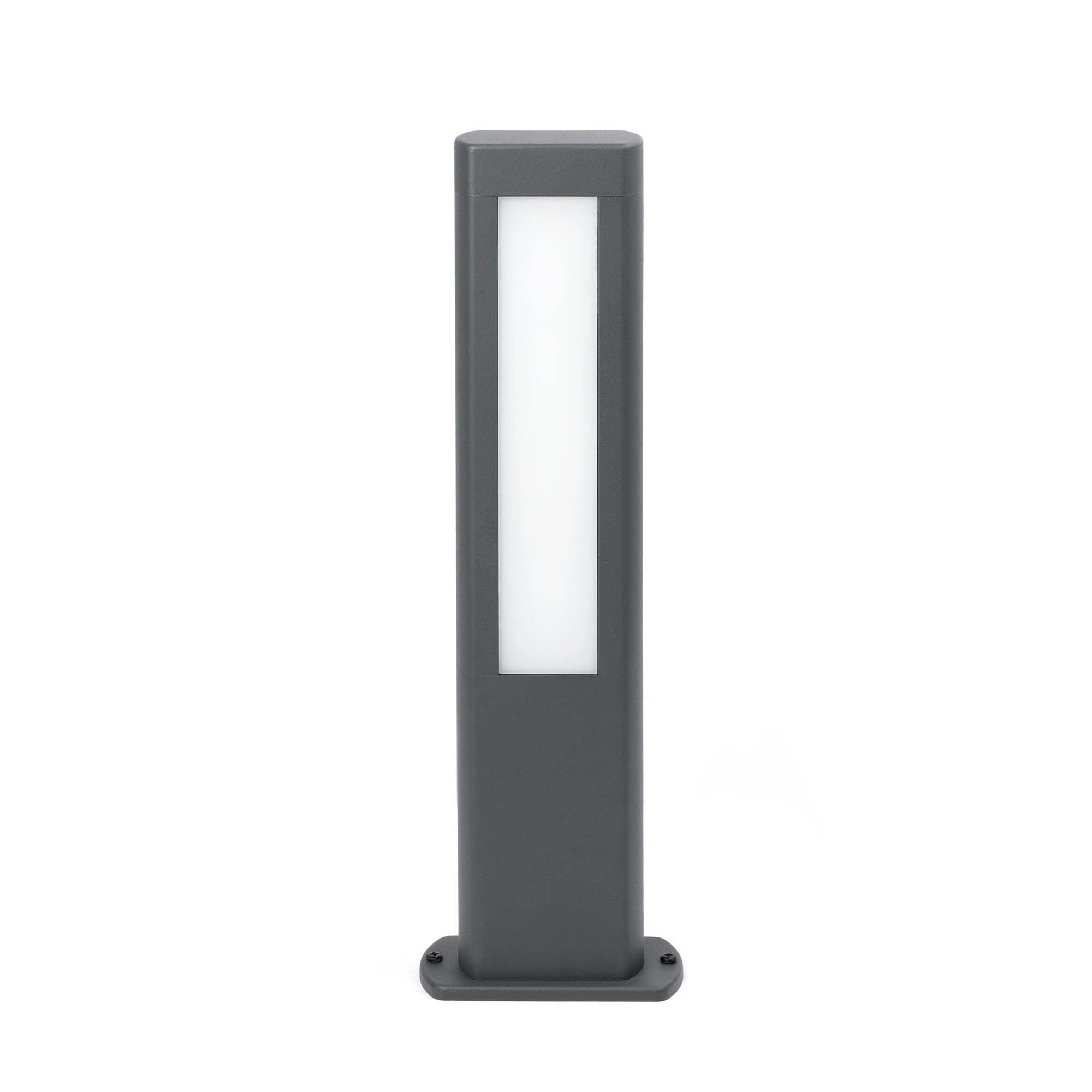 Baliza LED exterior NANDA 500 gris oscuro faro serie 71216, luminaria de suelo para jardín en aluminio y policarbonato IP54