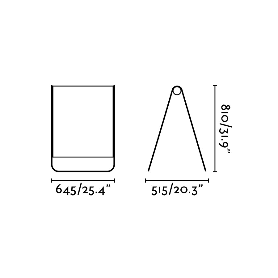 Diagrama de medidas lámpara de pie Cadaqués Azul FARO 71243, luminaria exterior de aluminio y textilene para jardín y terraza