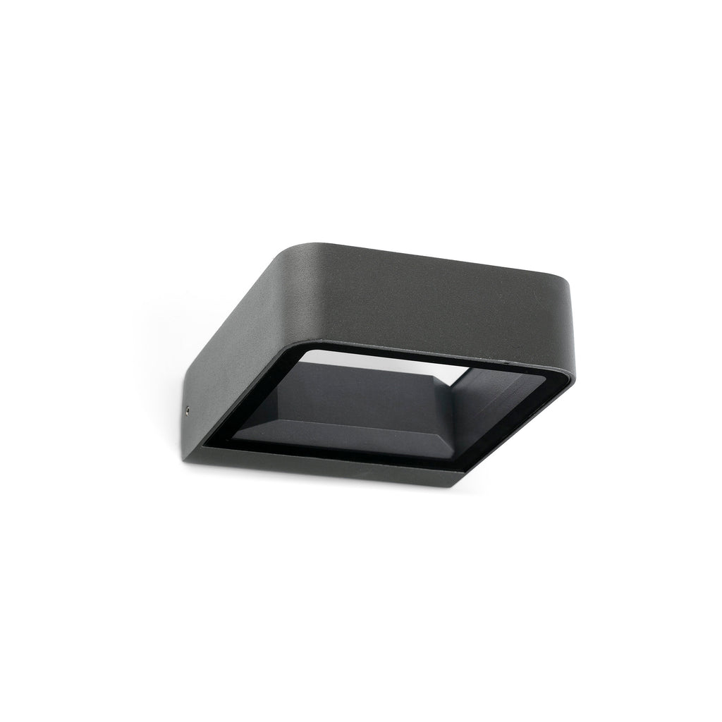 Aplique de pared exterior AXEL gris oscuro FARO 71273, luminaria LED en aluminio y cristal IP65 decorativa para superficie