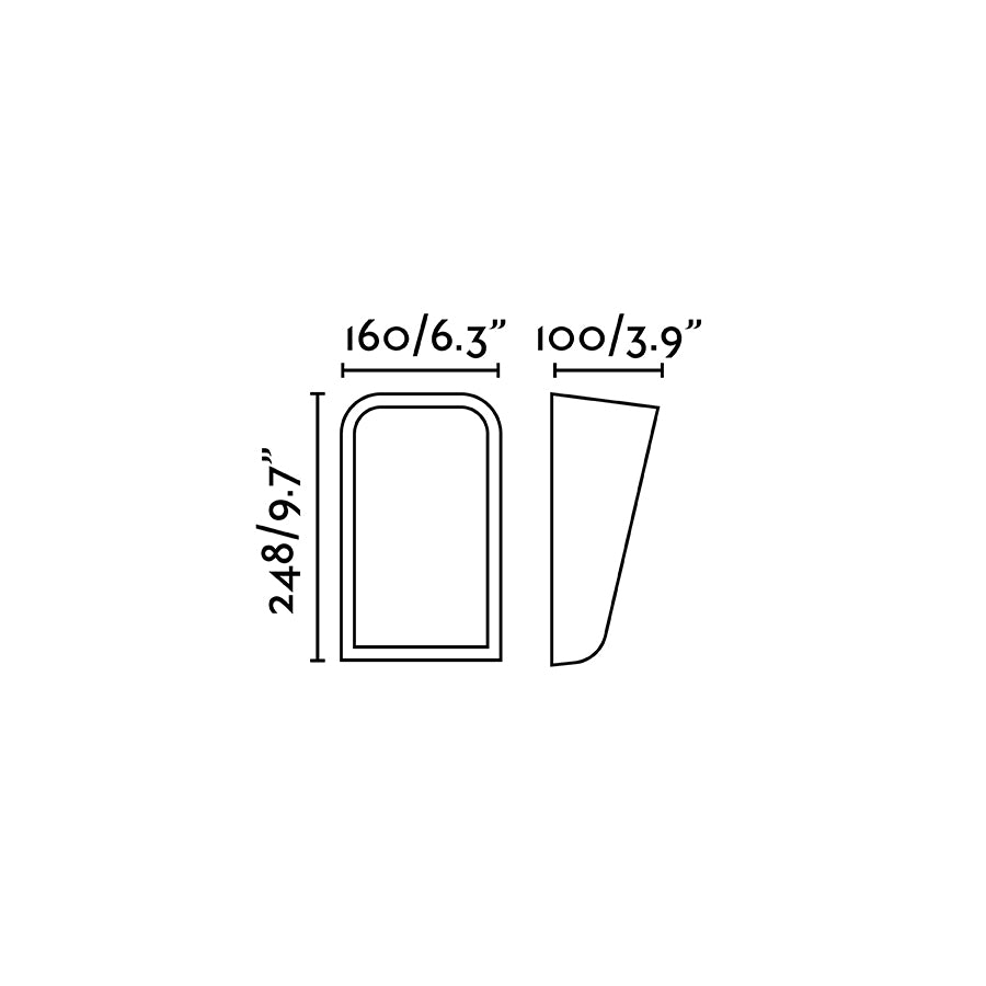 Medidas de luminaria exterior MASK aplique pared gris oscuro modelo FARO 71279 en aluminio y cristal IP65 LED