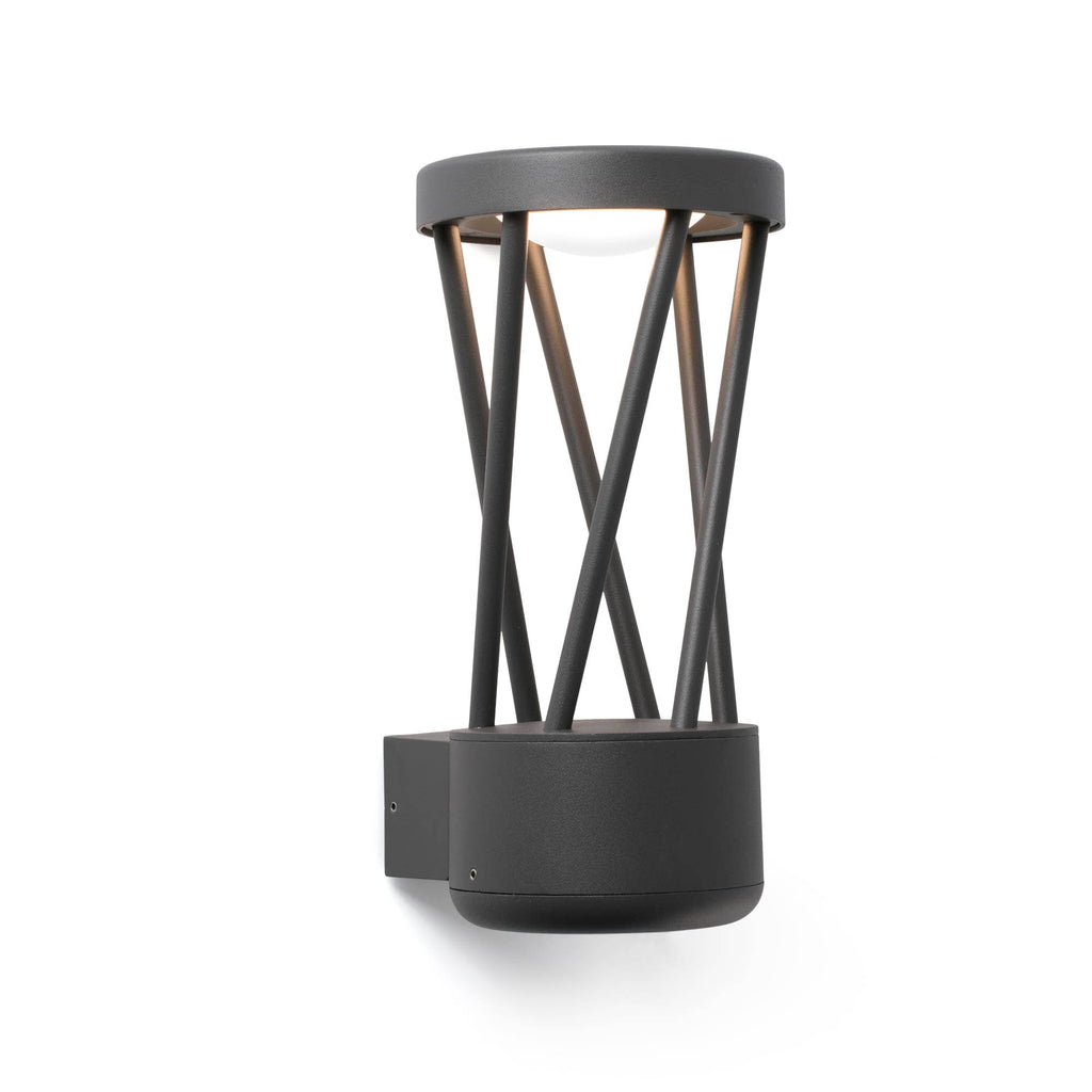Aplique de pared TWIST gris oscuro FARO 71285, iluminación LED exterior IP65 en aluminio para terrazas y jardines