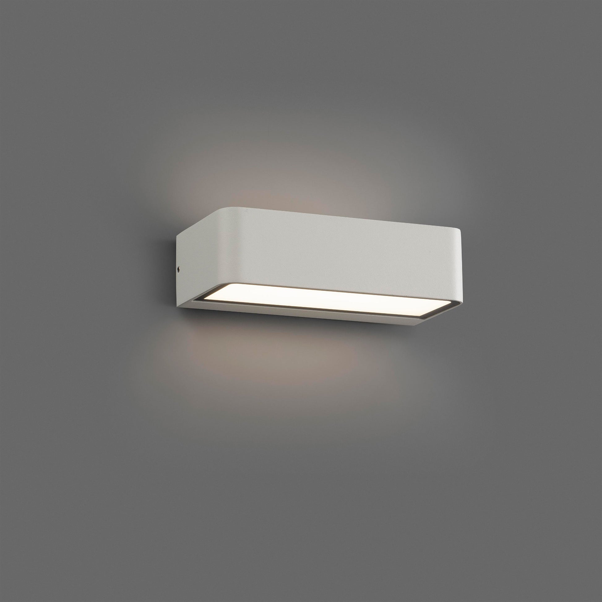 Aplique de pared LED TAKUA blanco mate FARO 71308, iluminación exterior en aluminio y cristal para jardín y patio