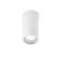 Plafon OLOT blanco exterior FARO modelo 71372, luminaria superficie aluminio cristal transparente IP44 para iluminación terrazas