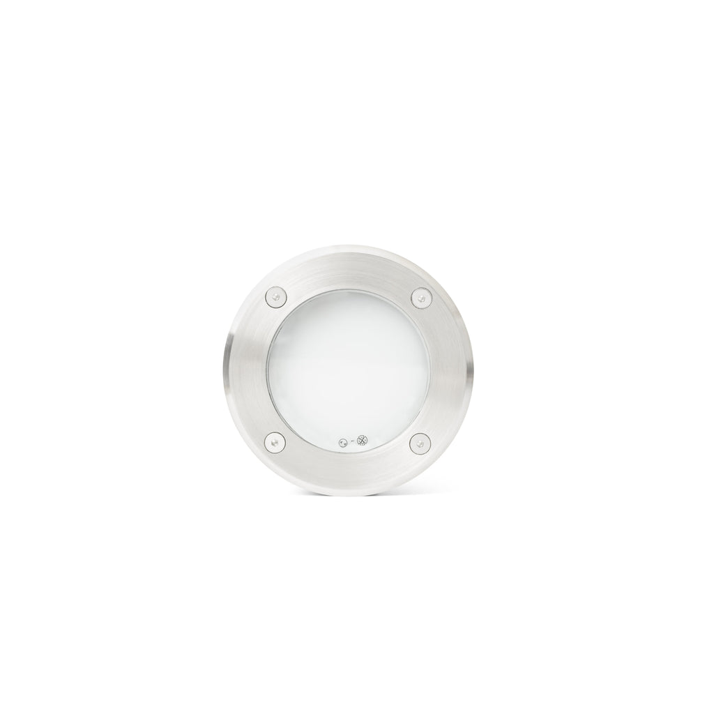 Luz empotrable LIO níquel mate FARO 71495, faro exterior LED para jardín en acero inoxidable y cristal, IP67 IK08 serie 208 luminaria suelo