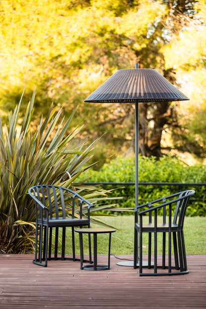 Lámpara de pie exterior SAIGON OUT gris/marrón 2M de FARO en mimbre sintético, diseño minimalista iluminando jardín o terraza - 71569-08