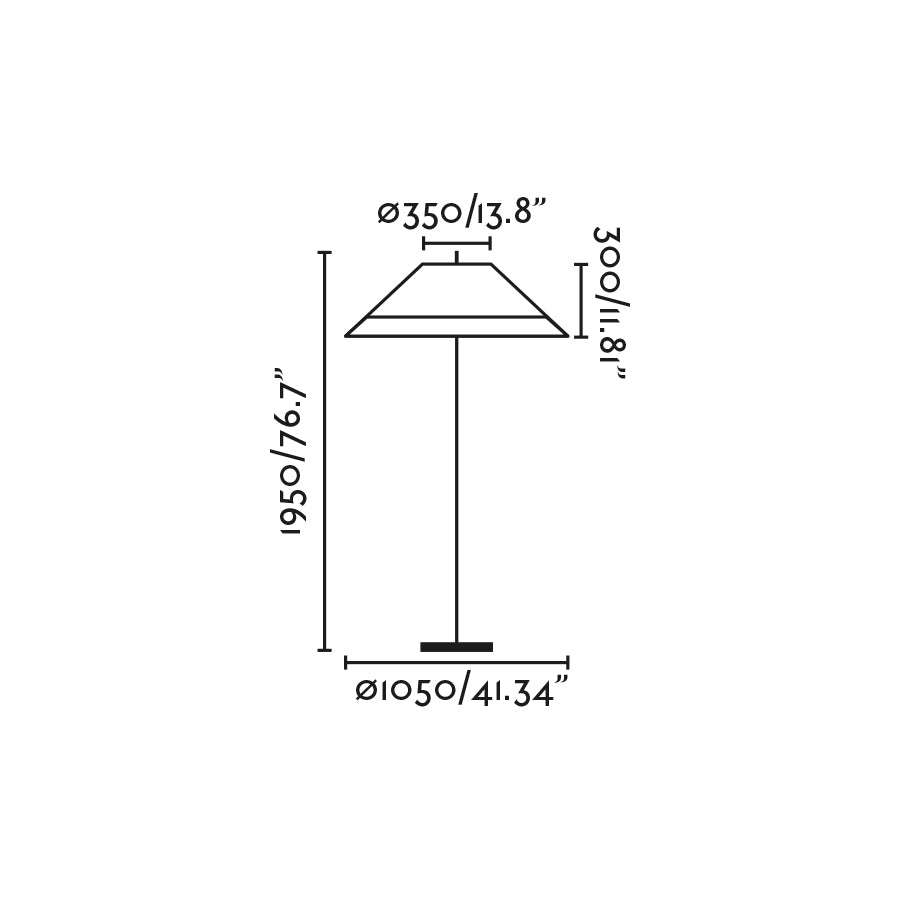 Diagrama de medidas lámpara de pie SAIGON OUT C100 gris/beige 2M exterior aluminio FARO, diseño minimalista para jardín y terraza