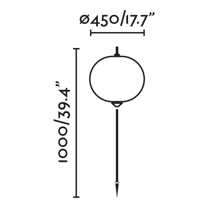 Diagrama de medidas y dimensiones de la lámpara estaca exterior SAIGON OUT 1500 R45 Gris/Blanco, faro de jardín en aluminio con diseño minimalista, luminaria IP65 para iluminación exterior