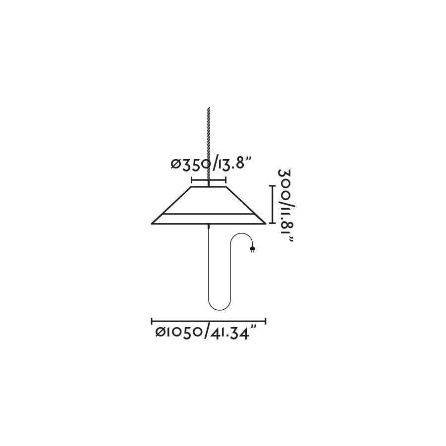 Diagrama de medidas y dimensiones de la lámpara portátil SAIGON OUT C100 en verde oliva de FARO (modelo 71584-12), diseño minimalista para iluminación exterior de jardín, colgante y portátil Nahtrang
