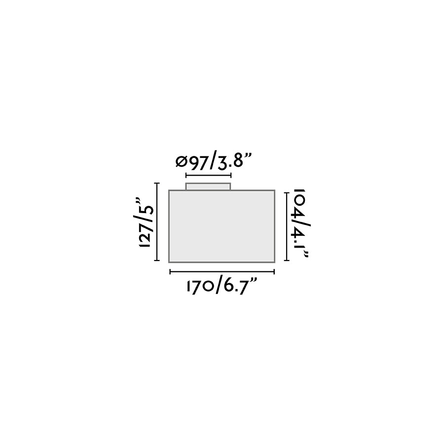 Medidas de la caja empotrable TRAS Negro FARO 71703, serie 7170, en material ABS negro para instalación de luces exteriores en jardín y terraza