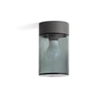 Plafon exterior KILA 200 gris oscuro ahumado de FARO, modelo 71741, luminaria de superficie en aluminio y cristal IP65 para porche y terraza