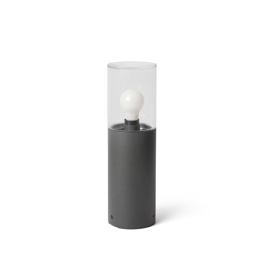 Baliza exterior KILA 400 gris oscuro FARO 71746, luminaria de aluminio y cristal para iluminación de jardines y terrazas