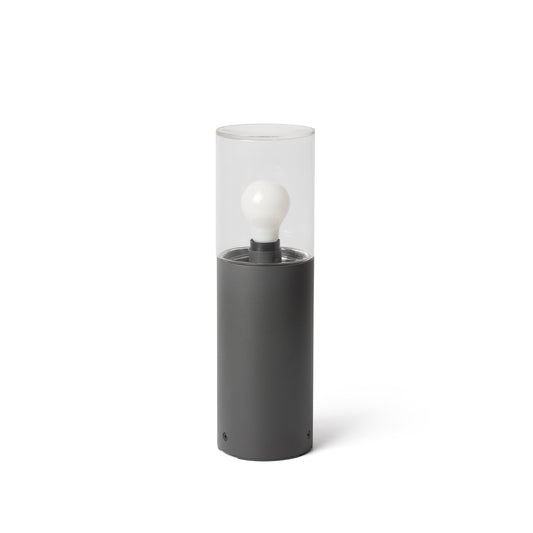 Baliza exterior KILA 400 gris oscuro FARO 71746, luminaria de aluminio y cristal para iluminación de jardines y terrazas