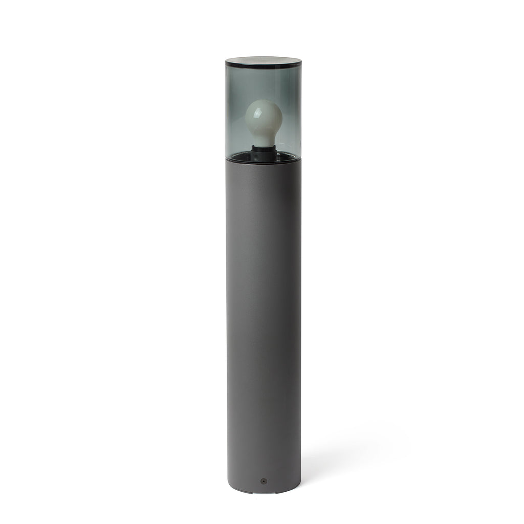 Baliza exterior KILA 700 gris ahumado, faro decorativo para jardín y terraza en aluminio y cristal, luminaria IP65 resistente al agua modelo 71750