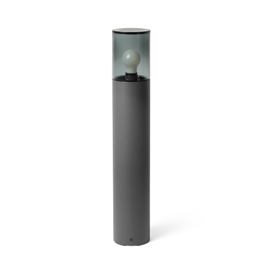 Baliza exterior KILA 700 gris ahumado, faro decorativo para jardín y terraza en aluminio y cristal, luminaria IP65 resistente al agua modelo 71750