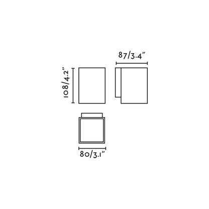 Diagrama de medidas del aplique de pared exterior KOV 1L blanco 2700K 14° FARO 71792-121, luminaria LED IP65 aluminio COB para iluminación exterior