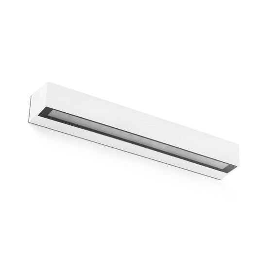 Aplique de pared LED DORO 500 blanco FARO modelo 71906, luminaria exterior IP65 en aluminio y cristal de la colección 7191