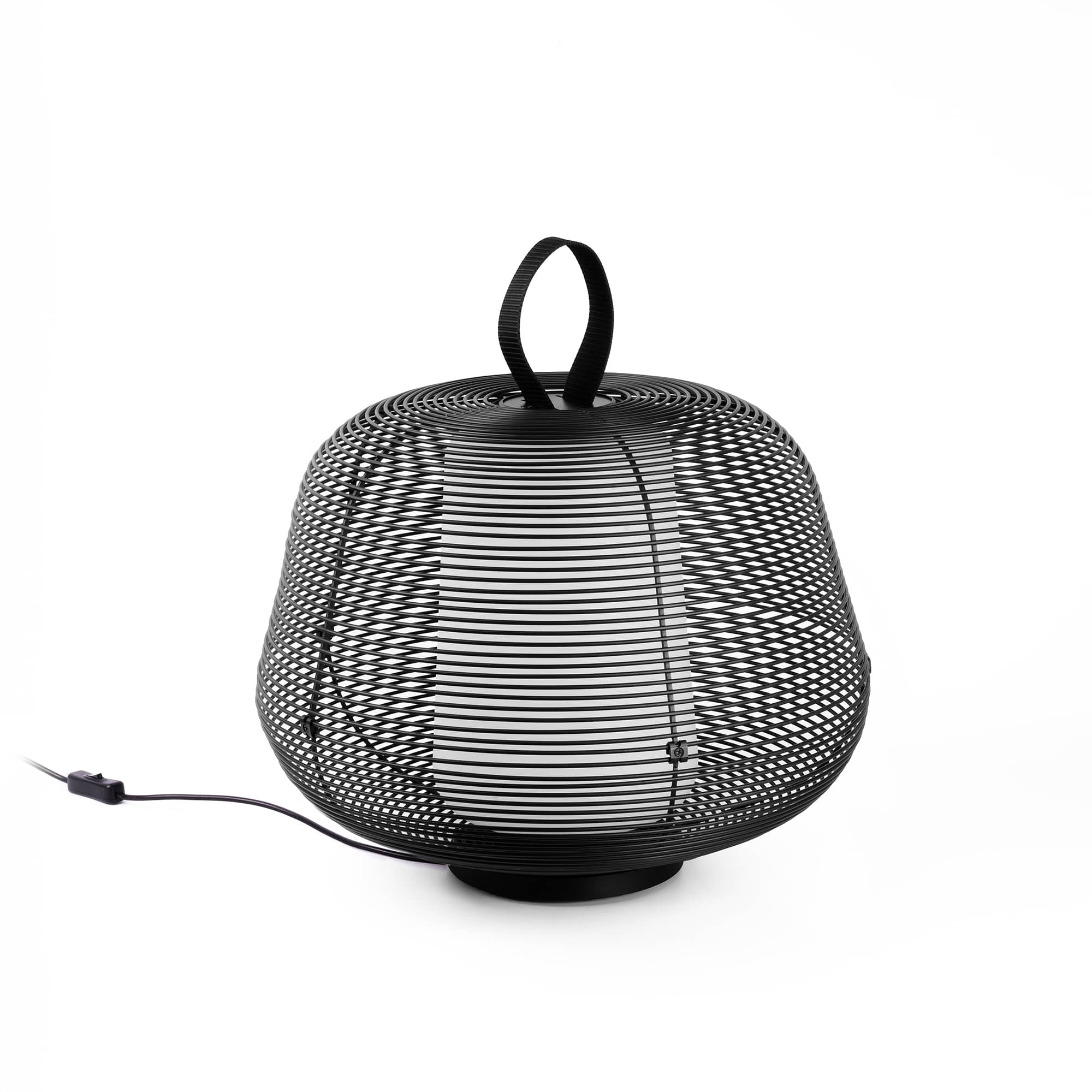 Lámpara portátil NARA negra de FARO, modelo 72102-156, luminaria exterior de acero IP65 para jardín y terraza