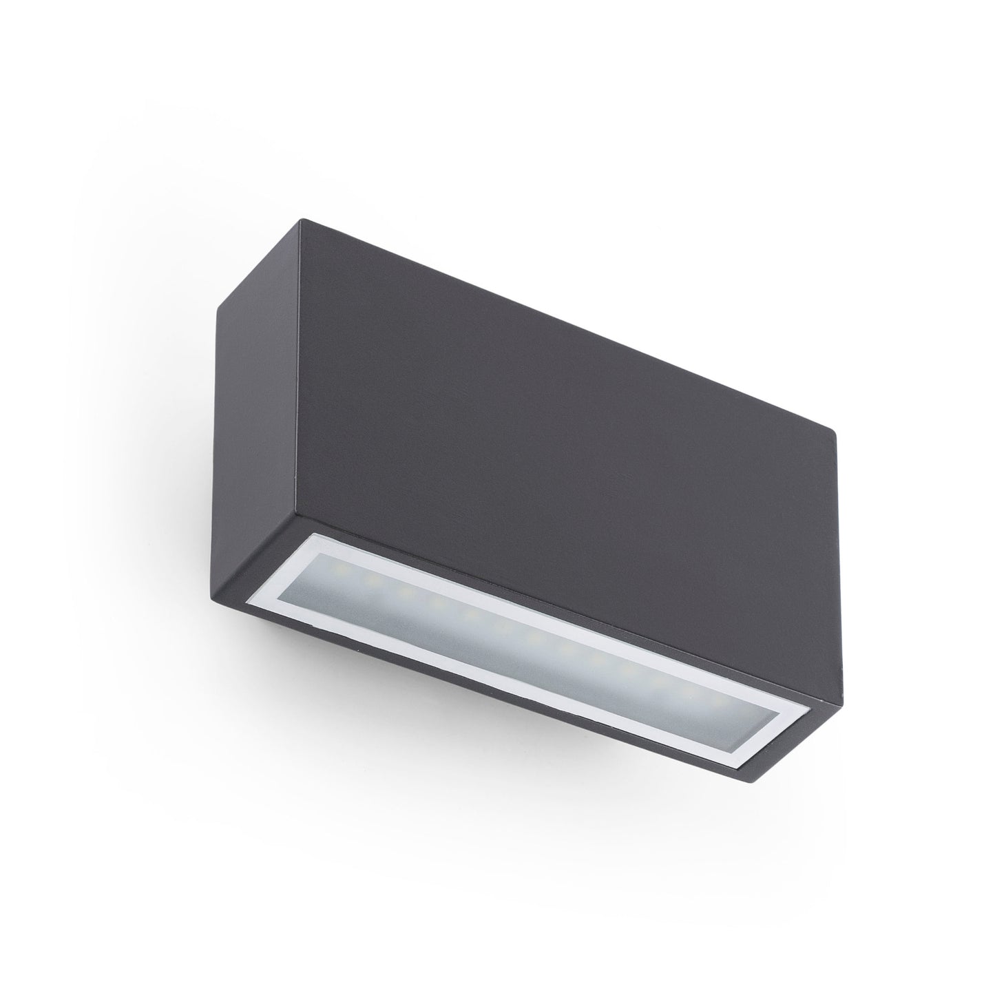 Lámpara de pared LED TANE gris oscuro FARO modelo 72269, exterior en aluminio y cristal para jardín, terraza e iluminación decorativa