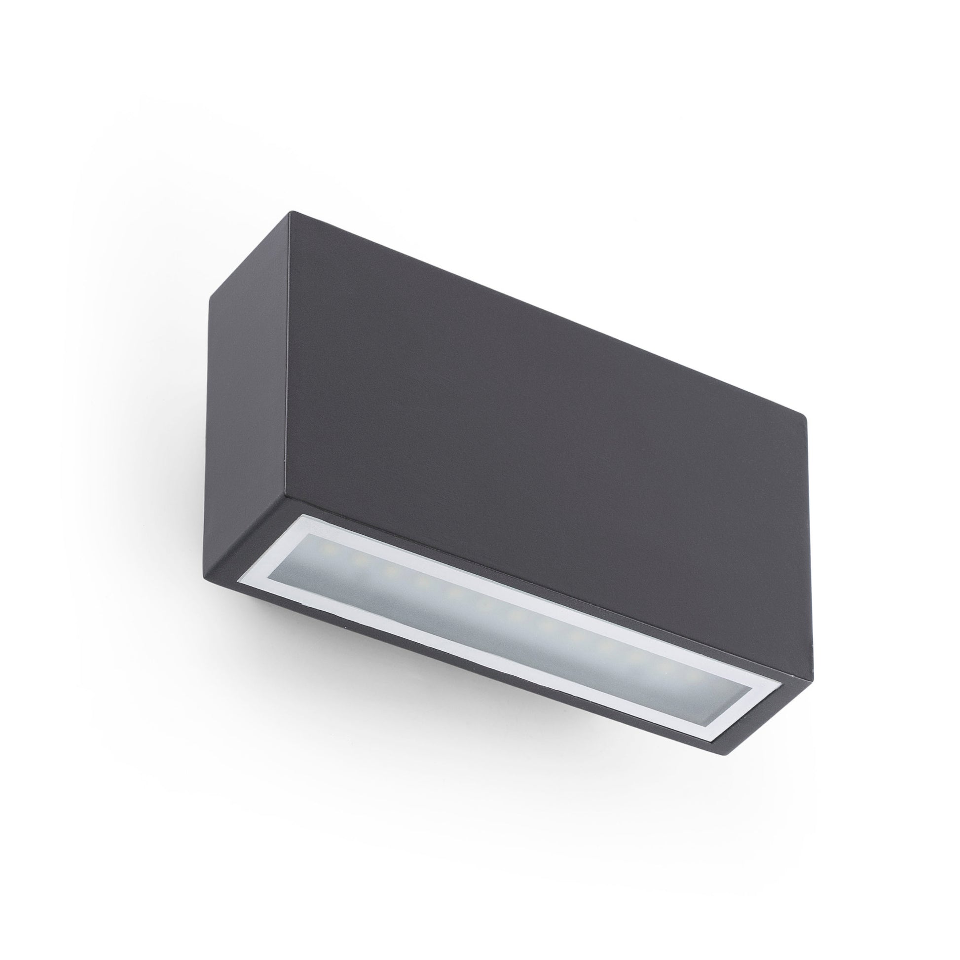 Lámpara de pared LED TANE gris oscuro FARO modelo 72269, exterior en aluminio y cristal para jardín, terraza e iluminación decorativa